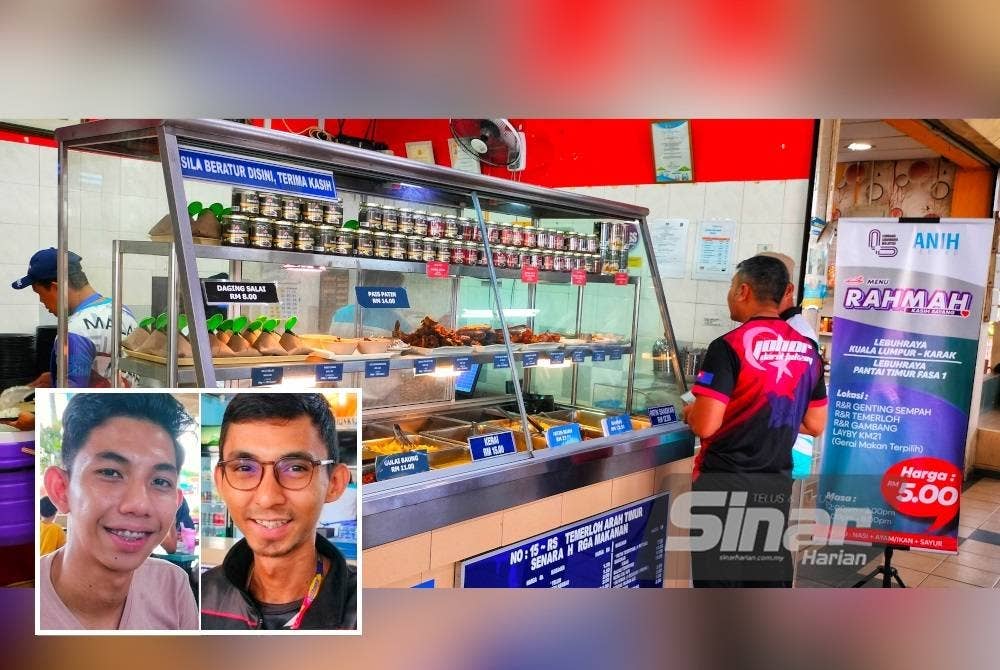 Masih ramai pengguna belum memanfaatkan Menu Rahmah yang kini turut ditawarkan di R&R Temerloh. (Gambar kecil: Nafiz Shahrul, Nik Mohd Syafiq Zainal)