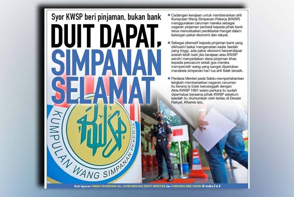 Laporan muka depan Sinar Ahad.