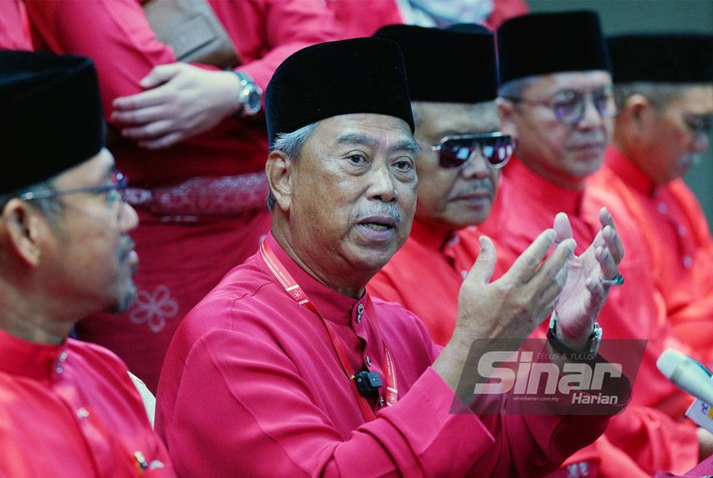 Muhyiddin pada sidang media selepas selesai Perhimpunan Agung Tahunan Kali Yang Kelima Tahun 2022 Parti Pribumi Bersatu Malaysia (Bersatu) di Menara PGRM di sini. - FOTO SINAR HARIAN/ROSLI TALIB