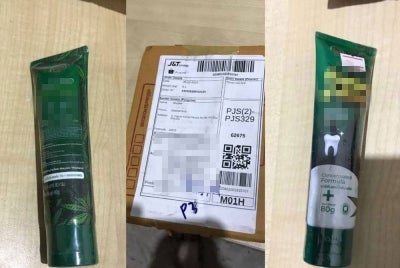 Polis merampas bungkusan disyaki berisi ubat gigi ekstrak daun ganja yang dialamatkan kepada dua ahli politik di sebuah syarikat kurier di Pulau Meranti, di sini pada Jumaat.