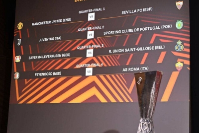 Keputusan undian suku akhir Liga Europa yang berlangsung di ibu pejabat UEFA di Nyon, Switzerland sebentar tadi.
FOTO: EPA