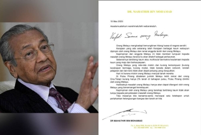 Nota Dr Mahathir kepada semua orang Melayu bertarikh 10 Mac 2023.
