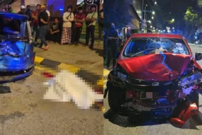 Keadaan di lokasi kemalangan di Jalan Raja Laut, Kuala Lumpur pada Ahad.