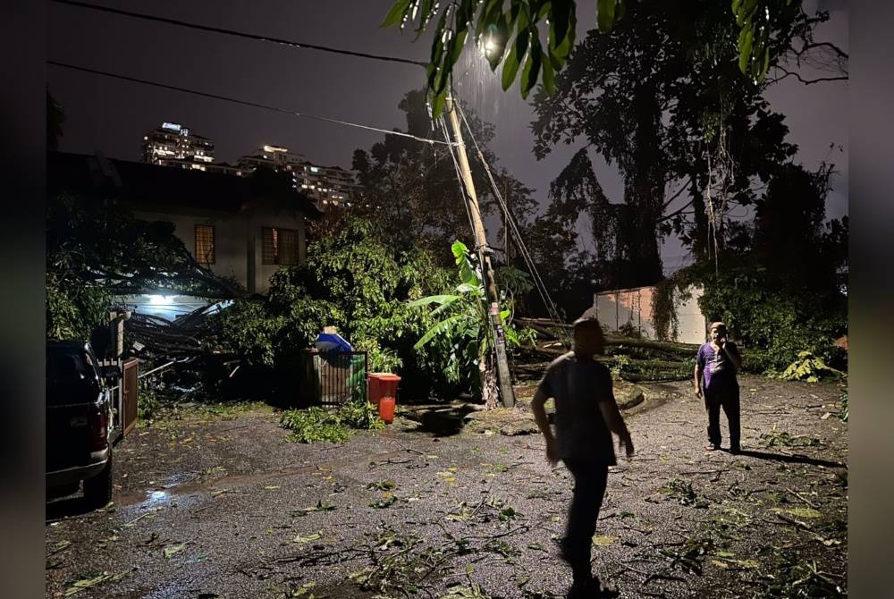 Kejadian pokok tumbang di Taman Desa Riang pada Isnin.