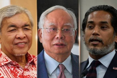 Khairy (kanan) merumuskan pengaruh Najib (tengah) masih kuat di sebalik kekuatan Zahid dalam parti UMNO.