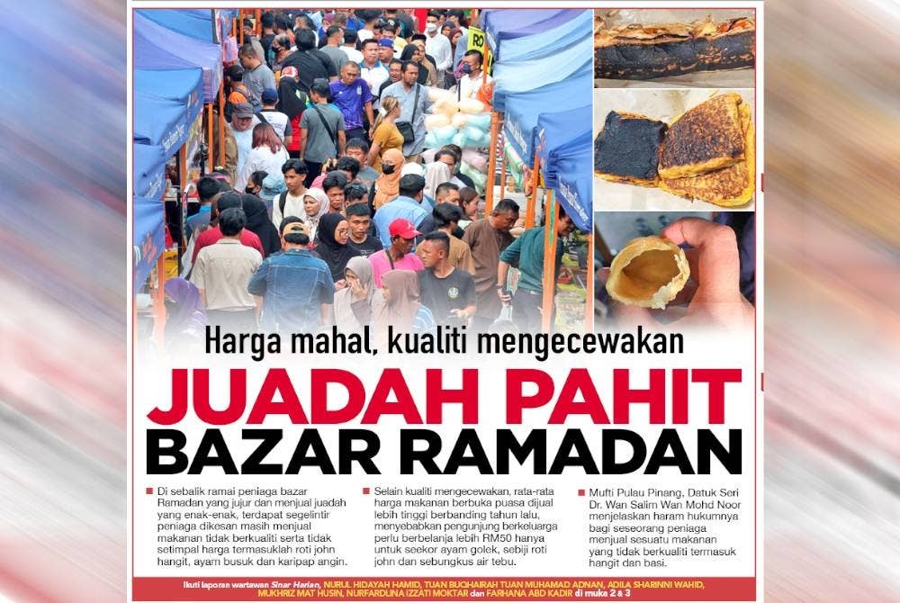 Laporan muka hadapan akhbar Sinar Harian.