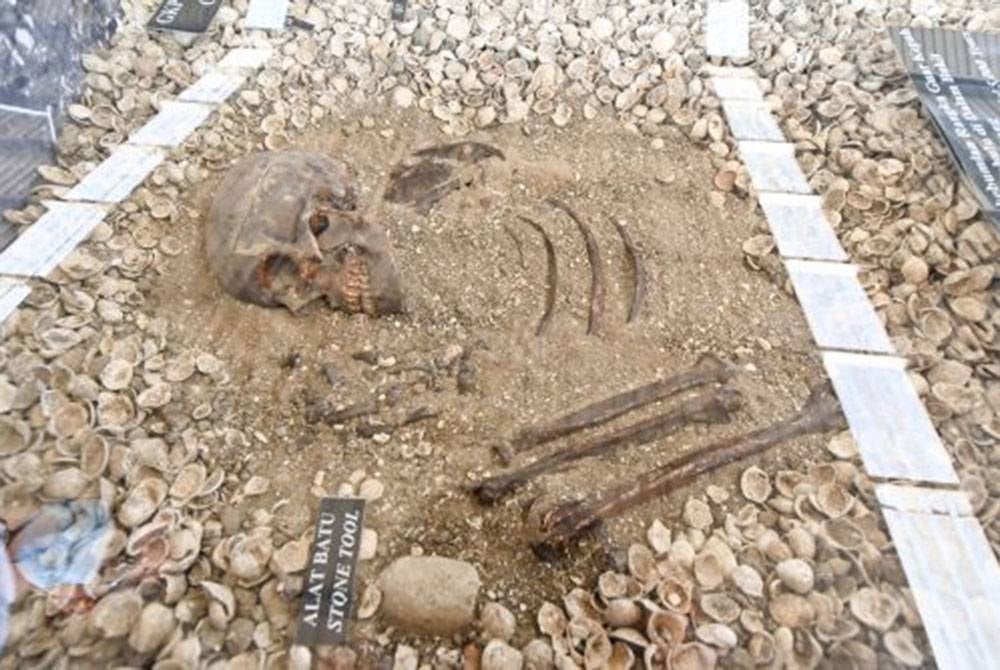 Rangka ‘Penang Woman’ yang dijumpai di tapak arkeologi Guar Kepah yang dianggarkan berumur lebih 5,000 tahun.