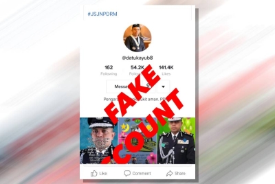 PDRM menafikan sebuah akaun TikTok palsu menggunakan nama Ayob bagi menarik pengikut di aplikasi berkenaan.