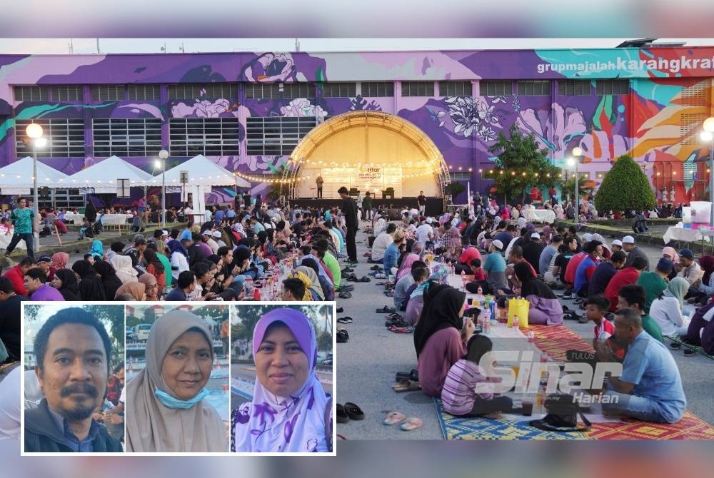 Tetamu yang hadir berbuka puasa di Majlis Iftar ala Madinah @Karangkraf di Shah Alam. (Gambar kecil: Mohd Nurzulkarnain, Azizah, Robiah)