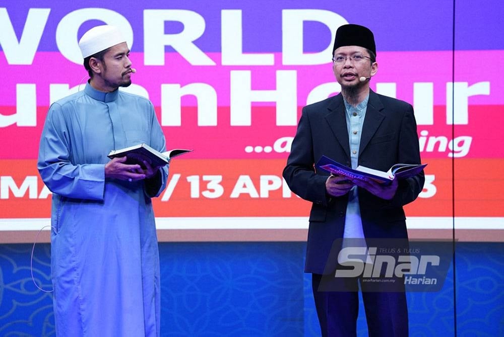 Bacaan Surah Surah Al-Insan dibaca ketika Majlis Taklimat Sinergi Media sempena World #QuranHour 1444H yang berlangsung di Studio My #QuranTime, Kumpulan Karangkraf pada Khamis.