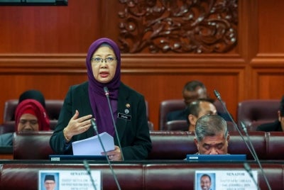 Dr Zaliha pada Persidangan Dewan Negara di Bangunan Parlimen, pada Khamis. - Foto Bernama