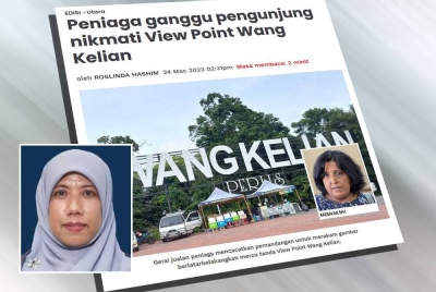 Wan Badariah (gambar kecil) dan laporan Sinar Harian.