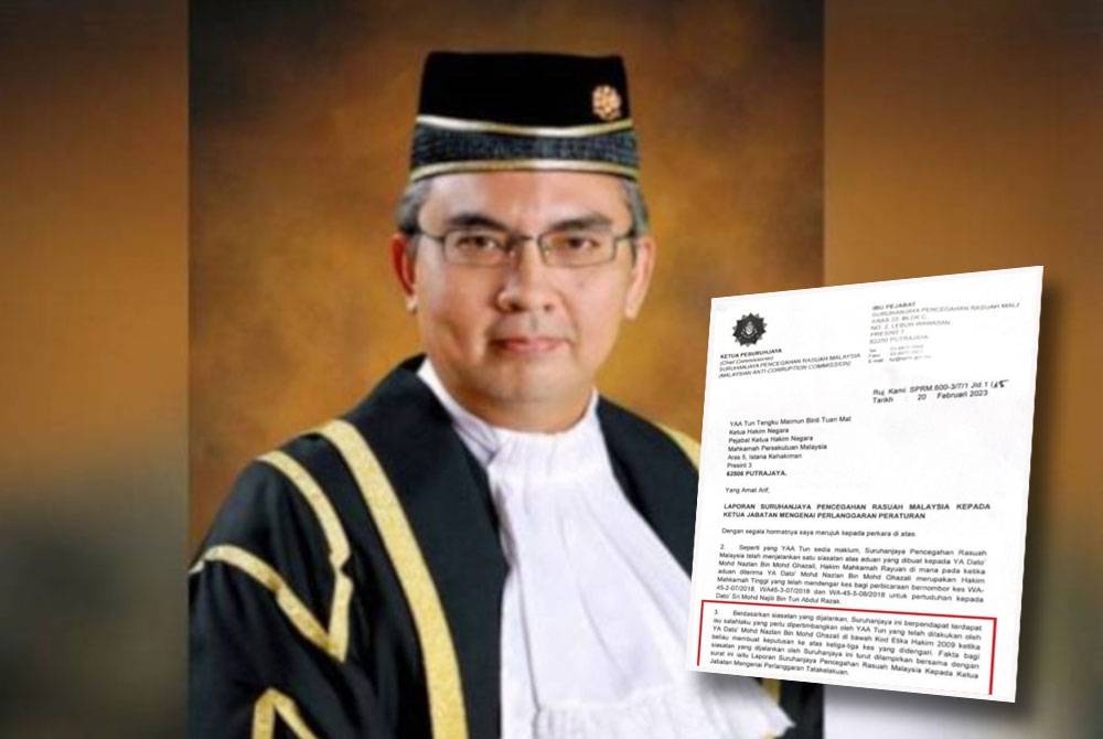 Mohd Nazlan dan tangkap layar surat laporan siasatan hakim Mohd Nazlan tular di media sosial.