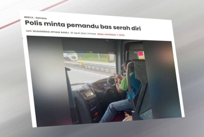 Pemandu bas yang tular di media sosial sejak Jumaat lalu kerana menggunakan telefon bimbit ketika memandu didapati mempunyai 13 saman kesalahan jalan raya.