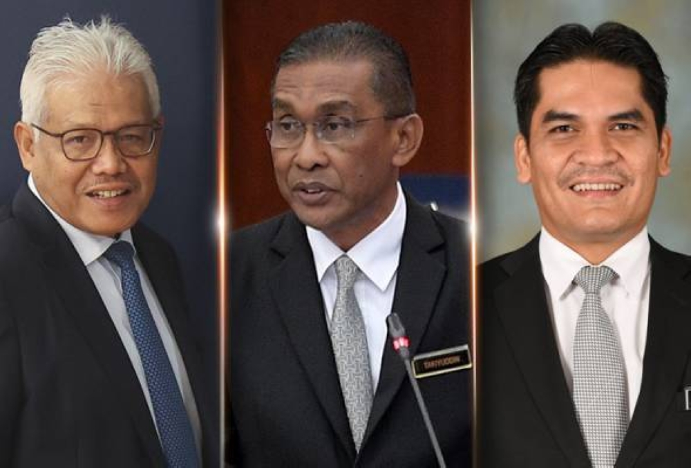 Dari kiri: Hamzah, Takiyuddin dan Radzi Jidin.