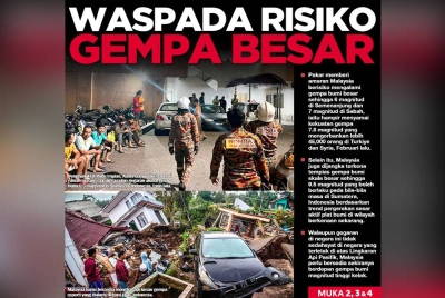 Laporan muka depan Sinar Harian pada Sabtu.