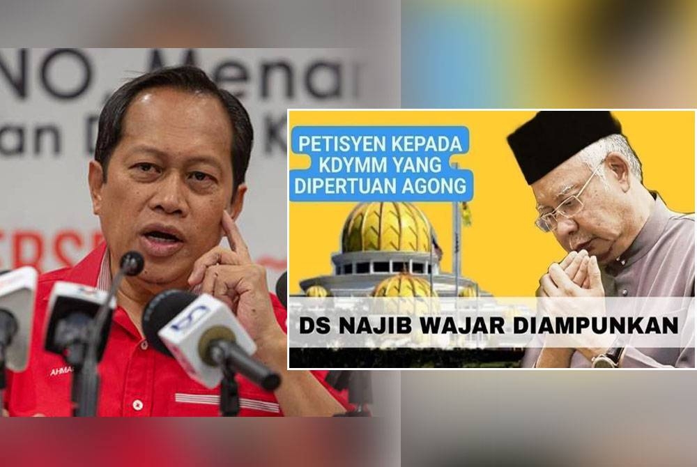 Ahmad Maslan (kiri). Petisyen 'Bebaskan Najib Razak Melalui Pengampunan Diraja' di platform change.org.