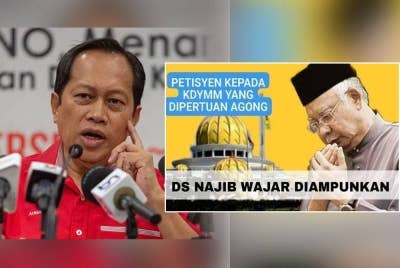 Ahmad Maslan (kiri). Petisyen 'Bebaskan Najib Razak Melalui Pengampunan Diraja' di platform change.org.
