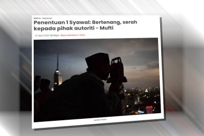 Masyarakat Islam dinasihatkan untuk kekal tenang dalam keadaan harmoni menunggu pengisytiharan Penyimpan Mohor Besar Raja-Raja pada 29 Ramadan 1444H bersamaan 20 April ini bagi penentuan tarikh permulaan 1 Syawal.