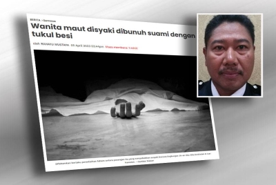 Seorang wanita maut dipercayai dipukul dengan tukul besi oleh suaminya dalam kejadian di rumah mereka di Kampung Besol, Bukit Besi, di sini pada Rabu. (Gambar kecil: Baharudin)