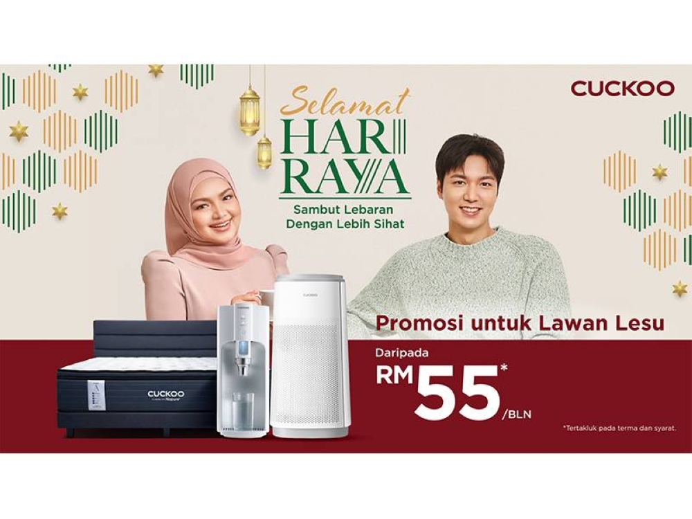CUCKOO menawarkan Promosi untuk Lawan Lesu yang tampil dengan 3 tawaran berbeza yang menarik. Antaranya adalah penyewaan Penapis Air CUCKOO daripada RM55 sebulan.