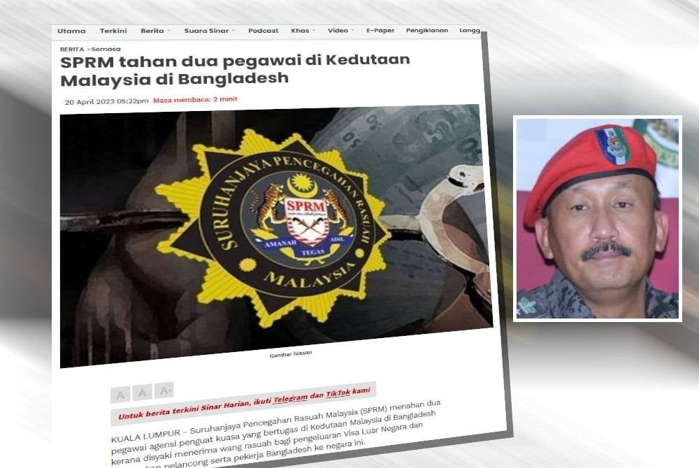 Laporan Sinar Harian pada Khamis. Gambar kecil: Ruslin