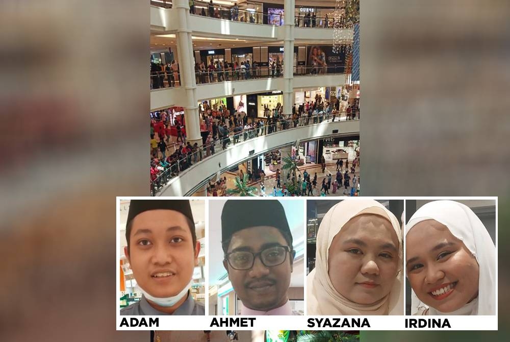 Suasana dalam Suria KLCC pada Aidilfitri pertama.