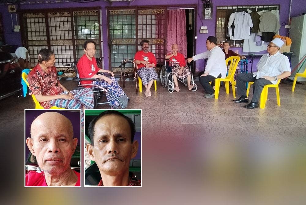 Sebahagian warga emas yang berada Rumah Kebajikan Orang-orang Tua Seri Permai Taman Tas, Kuantan. - Gambar kecil dari kiri: Abdullah Saimi (kiri), Abdul Hisham