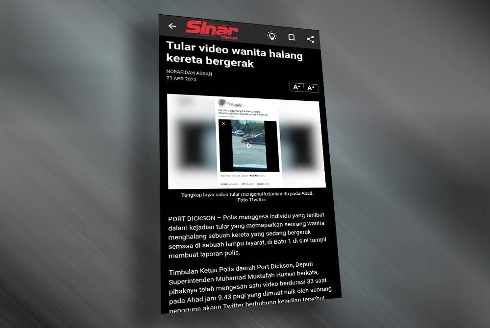 Laporan Sinar Harian pada Isnin.