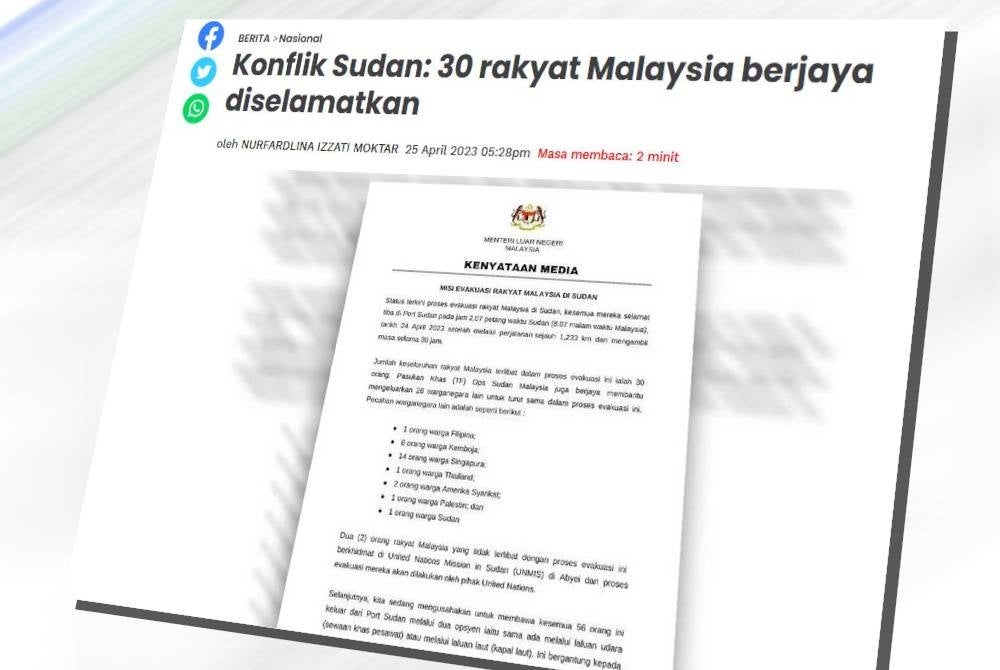 Laporan Sinar Harian pada Selasa.