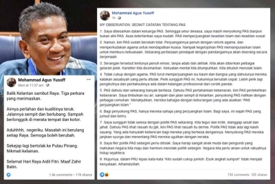 Tangkap layar siaran Mohammad Agus pada Rabu