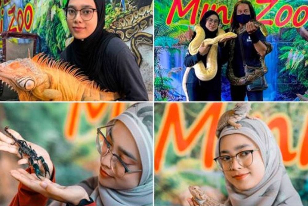 Lebih 40 ekor haiwan eksotik yang dibawa Syazlin Hafisya ketika membuat pameran. - Foto Bernama