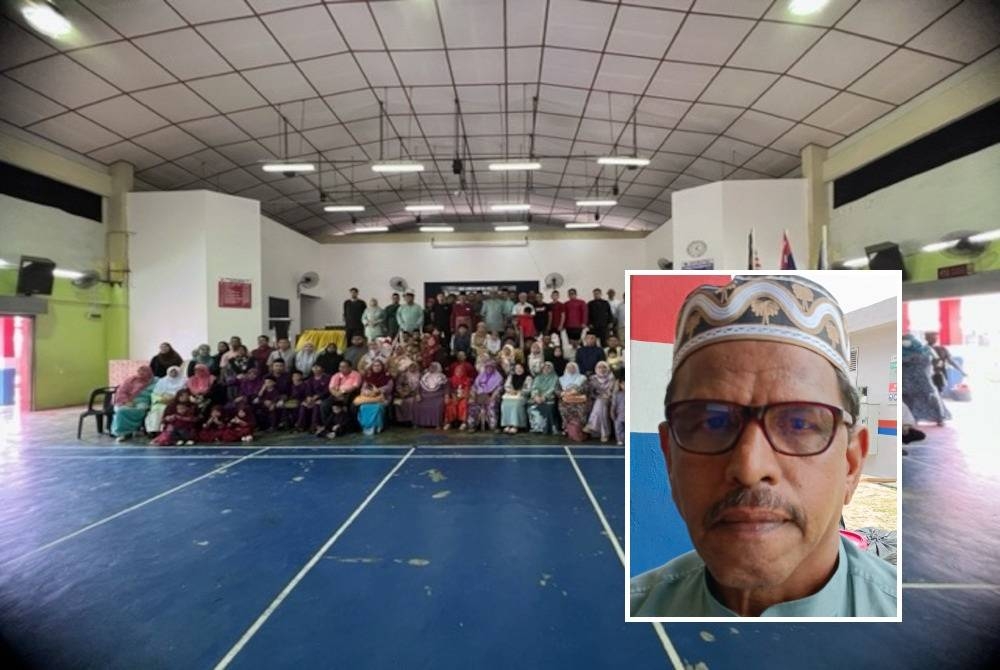 Waris Datuk Bentara Luar Johor, Allahyarham Datuk Mohammed Salleh Perang melibatkan sembilan generasi merakam kenangan dalam Majlis Sambutan Hari Raya Aidilfitri Keluarga Almarhum Dato Bentara Luar 2023 di Dewan SMK Saint Joseph, Larkin, Johor Bahru pada Sabtu. Gambar kecil: Mohd Zaini Aris