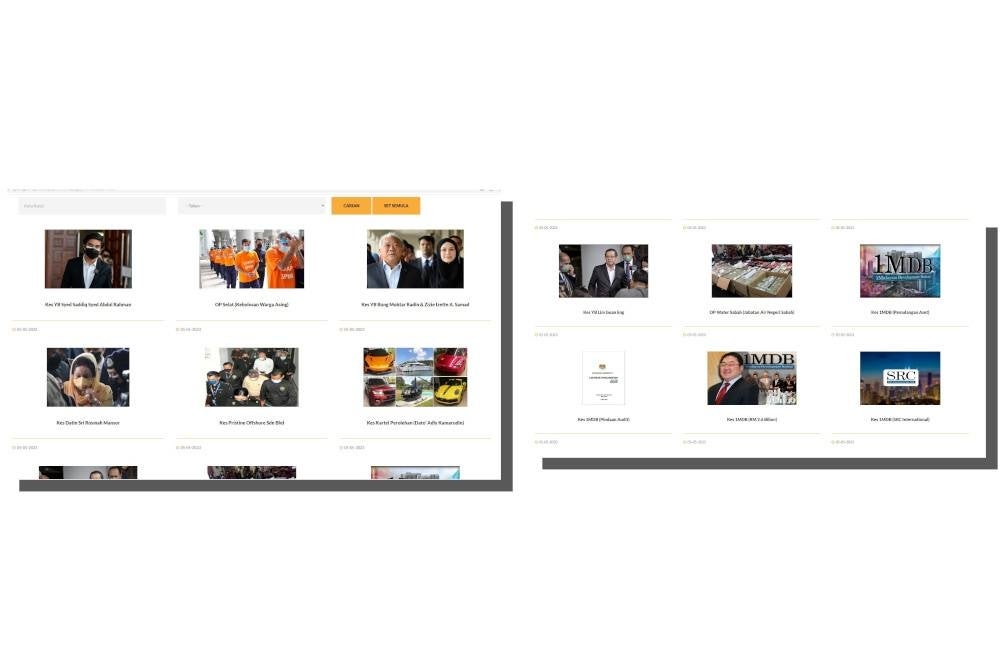 Laman web SPRM memaparkan garis masa kes berprofil tinggi yang berkepentingan awam.