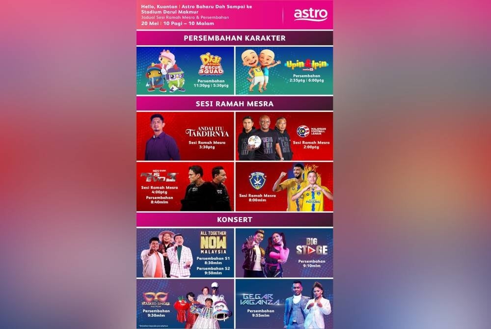 Pelbagai acara menarik bakal disajikan kepada orang ramai. - Foto Astro
