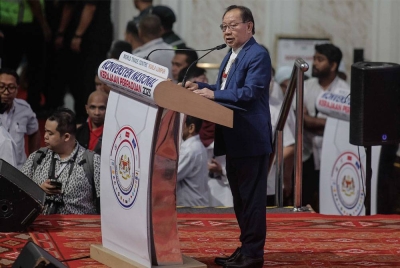 Jeffrey berucap pada Bicara Rakyat Sesi 2: Membina Negara Bangsa sempena Konvensyen Nasional Kerajaan Perpaduan 2023 di Pusat Dagangan Dunia Kuala Lumpur (WTC-KL) hari ini. Foto Bernama