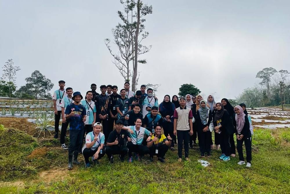 Nik Fazirul (dua dari kanan) menyertai Program Peningkatan Ilmu Penanaman Nanas.