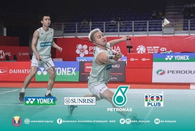 Aaron dan Wooi Yik dijadualkan menentang gandingan Korea Selatan, Choi Sol Gyu-Kim Won Ho pada pusingan kedua Malaysia Masters 2023 di Axiata Arena Khamis ini. - Foto Facebook BAM