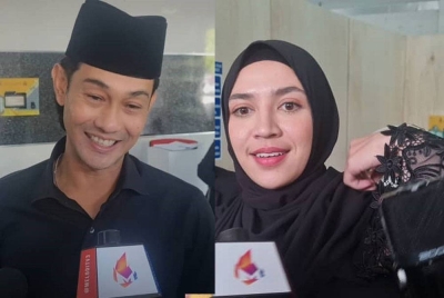 Farid Kamil (kiri) dan Diana Danielle hadir di Mahkamah Tinggi Syariah Shah Alam pada Selasa bagi prosiding kes permohonan hak jagaan sementara dua anaknya.