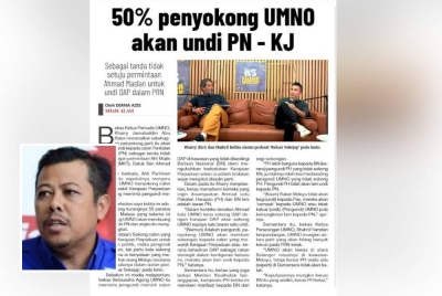 Laporan Sinar Harian pada Selasa. - Gambar kecil Mohd Razlan