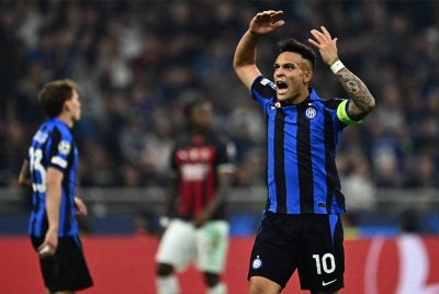 Lautaro Martinez bakal mengetuai jentera serangan Inter ketika menentang City. - Foto AFP