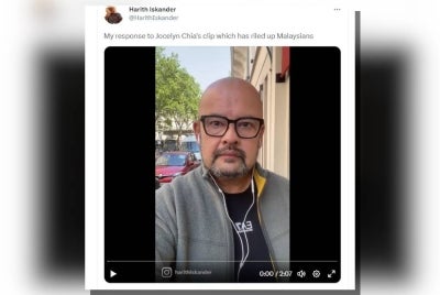 Harith menerusi ciapan di twitternya memberikan respons berhubung jenaka Jocelyn terhadap tragedi kehilangan MH370.