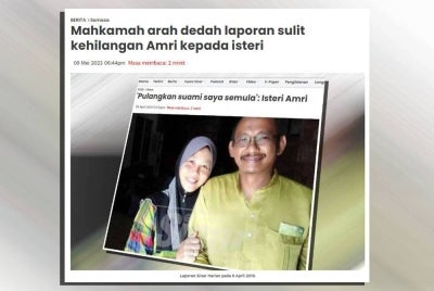 Mahkamah Tinggi sebelum ini memerintahkan pengeluaran terhad satu laporan sulit pasukan petugas khas mengenai kehilangan aktivis sosial Amri Che Mat, yang diklasifikasikan sebagai satu rahsia rasmi, kepada isterinya.