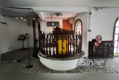Bahagian mimbar Masjid Jamek Seremban.