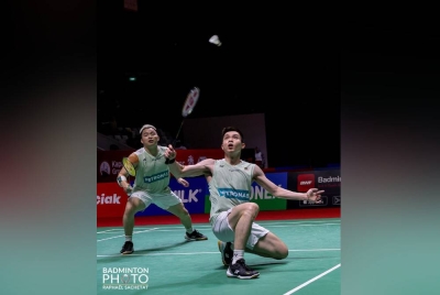 Aaron-Wooi Yik akan menentang Satwiksairaj-Chirag dalam perlawanan akhir Terbuka Indonesia pada Ahad. - Foto Badminton Photo