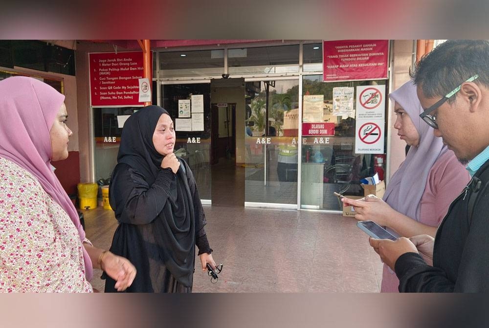Huzairah tidak dapat menahan sebak ketika ditemui pemberita di Hospital Gerik pada Sabtu.