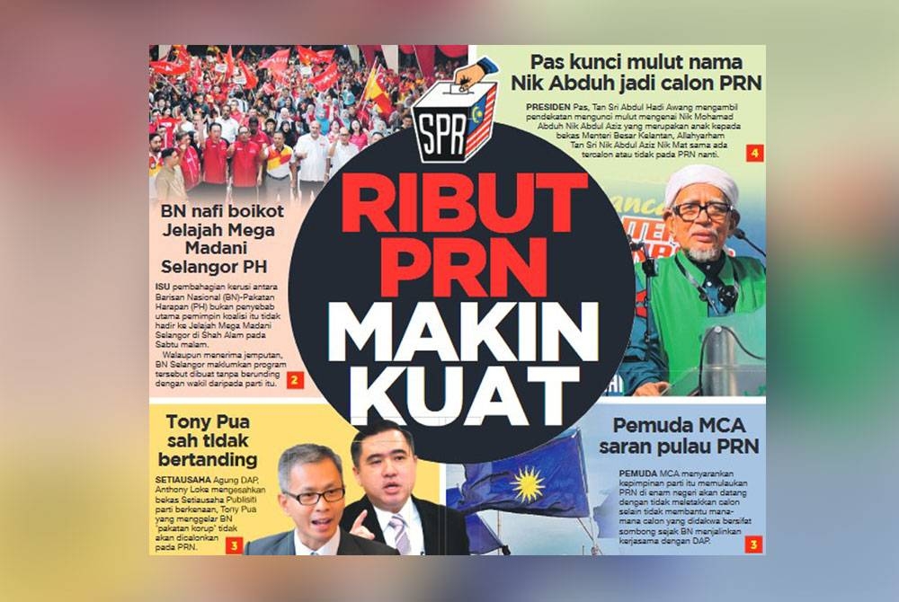 Muka depan Sinar Harian pada Isnin.