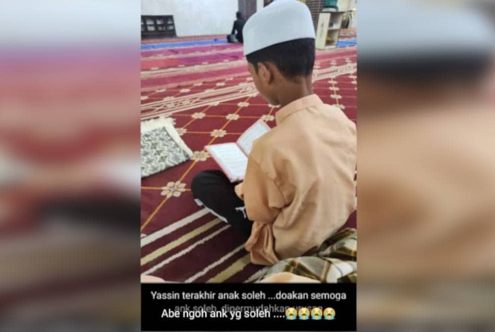 Amrullah Fitri sempat membaca surah Yasin dengan lancar dan berada antara saf depan ketika solat Jumaat, semalam.