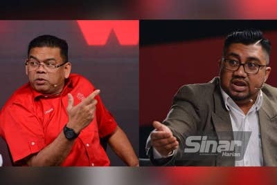 Pentas Wacana Sinar Siri 404 yang berlangsung pada Selasa, menjadi panas ketika Lokman Adam (kiri) dan Che'gubard (kanan) saling menegakkan hujah masing-masing. - Foto Sinar Harian/Asril Aswandi Shukor