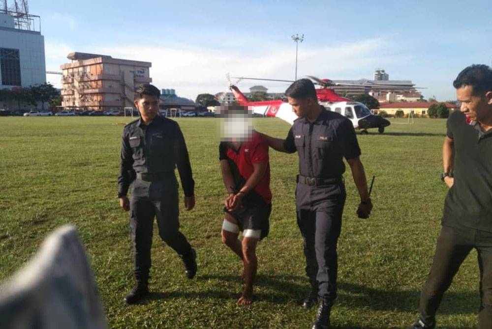 Antara suspek yang ditahan kerana menyerang anggota penguat kuasa Maritim Malaysia.